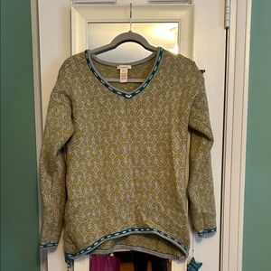 Sundance Gray and green and teal Knit Sweater M